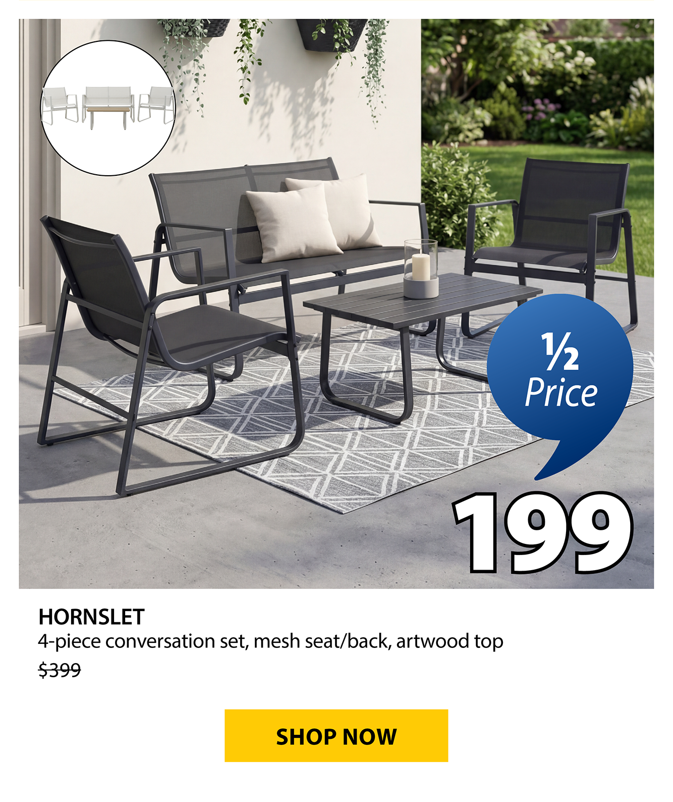 HORNSLET 4-piece conversation set | 1/2 Price