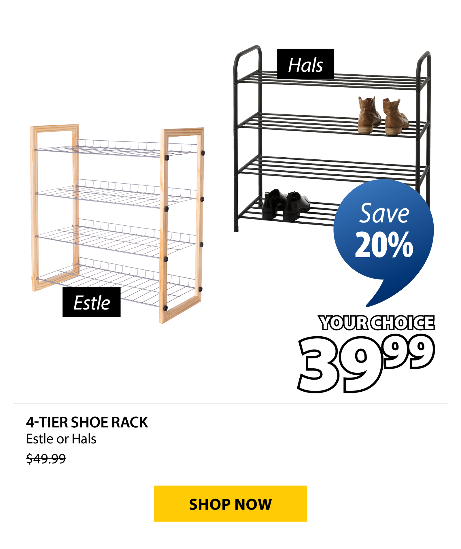4-TIER SHOE RACK ESTLE or HALS | Save 20%