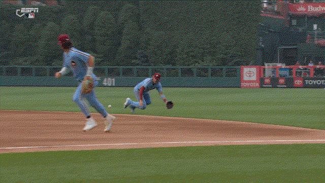 An animated gif of Bryson Stott making a diving stop
