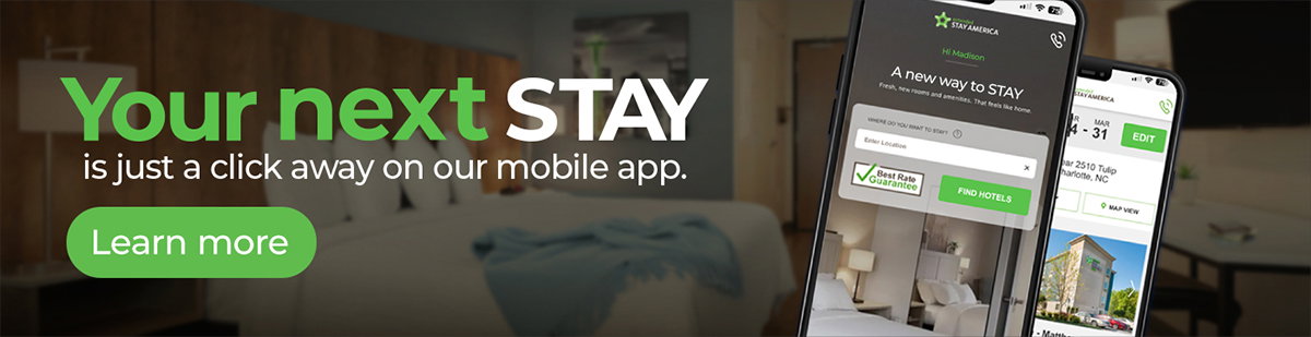 Your next STAY is just a click away on our mobile app.