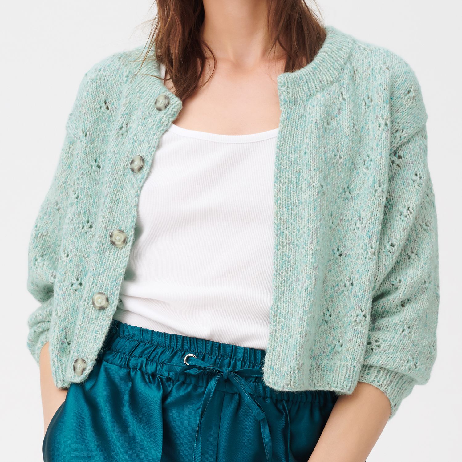 Kostenlose Strickanleitung Jacke in Türkis