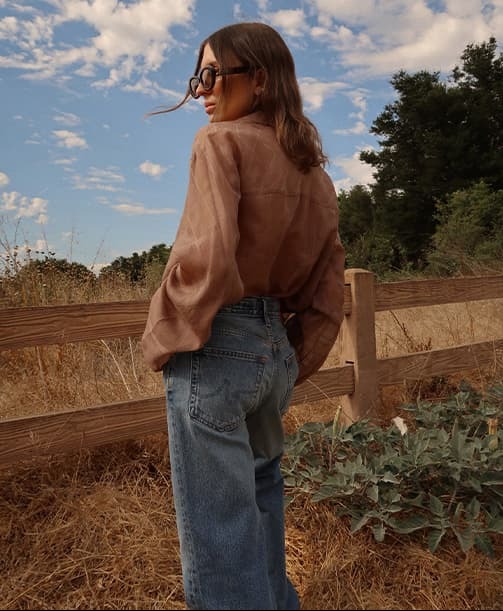 Look 1: Ellah Shirt paired with Sydney Jean in Candid