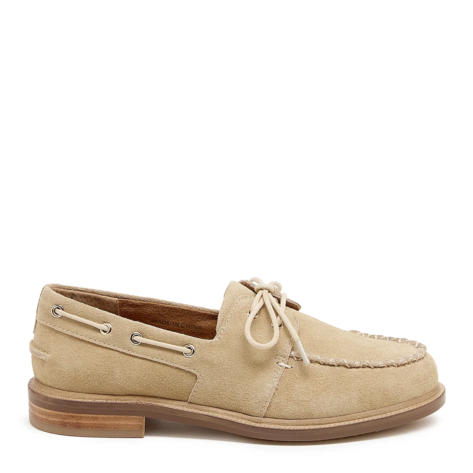 Image of Linny Oatmeal Suede Boat Shoe