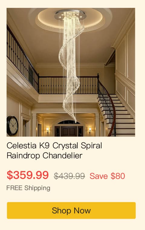 Celestia K9 Crystal Spiral Raindrop Chandelier