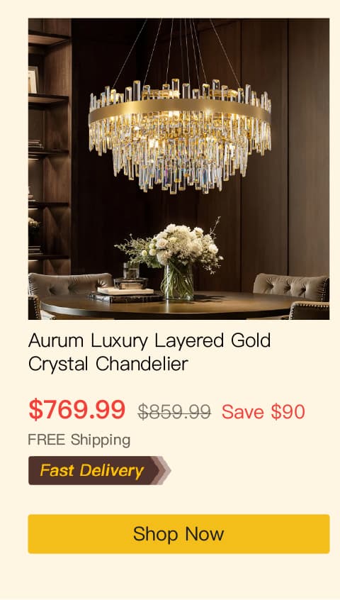 Aurum Luxury Layered Gold Crystal Chandelier