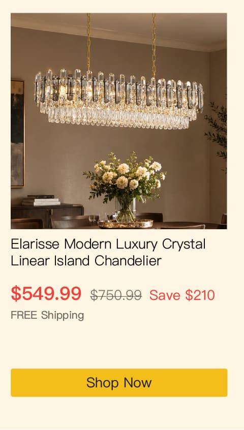 Elarisse Modern Luxury Crystal Linear Island Chandelier