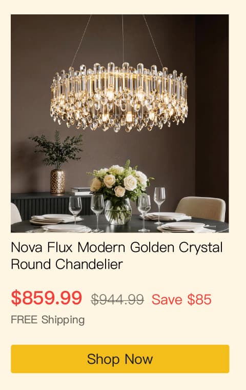 Nova Flux Modern Golden Crystal Round Chandelier
