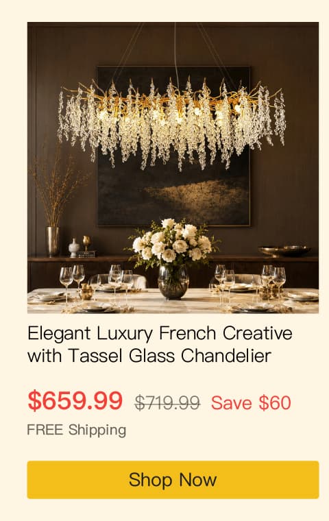 Elegant Luxury French Creative Branch Design with Tassel Glass Chandelier