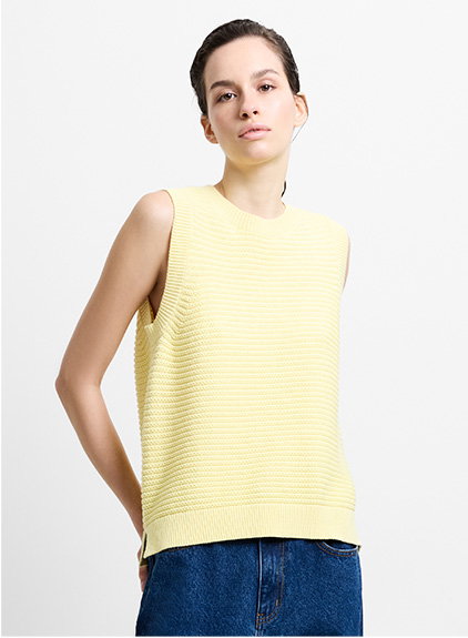 Lily Mozart Knit Butter Yellow Tank Top