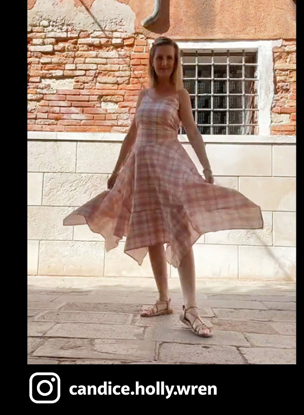 Red Check Hanky Hem Midi Dress