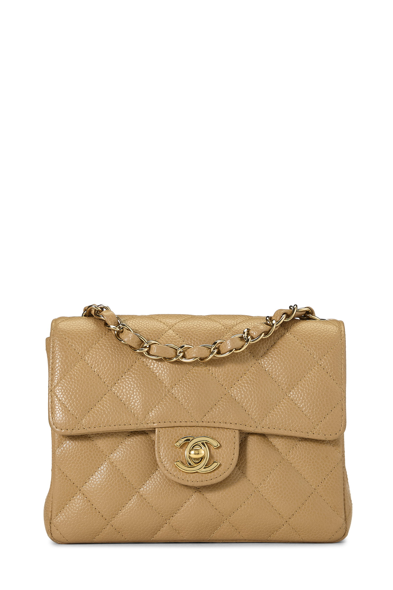 Beige Quilted Caviar Half F...