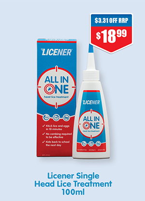 Shop Licener Single Head Lice Treatment 100ml at Chemist Warehouse. Sale ends 22 July 2026.