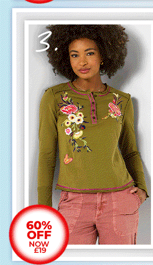 Gabriela Embroidered Henley Top