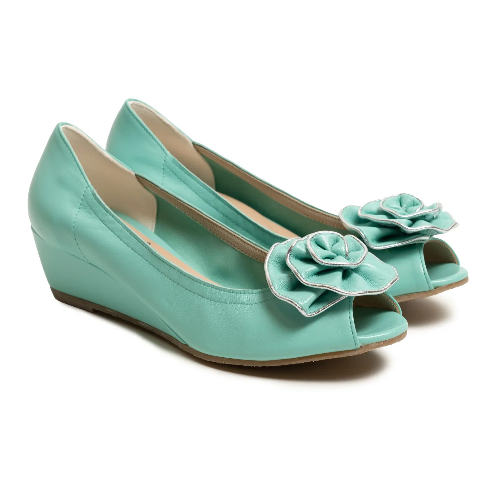 Image of Women Open-Toe Wedges in Nappa Twinkletif