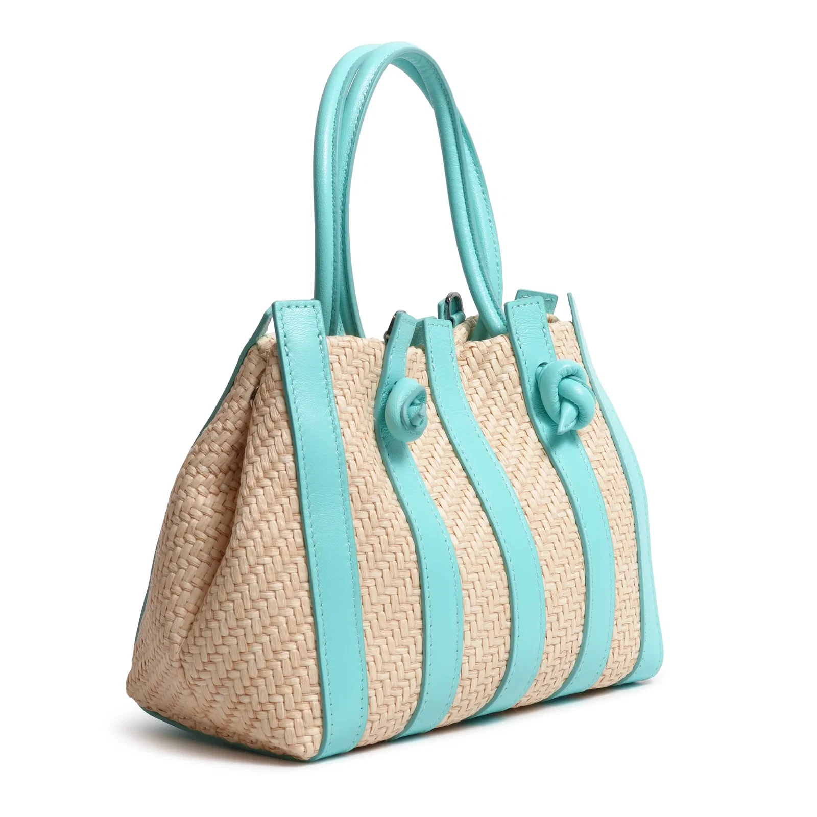 Image of Stripes Canvas and Leather Medium Shopping Bag in Nappa Twinkletif