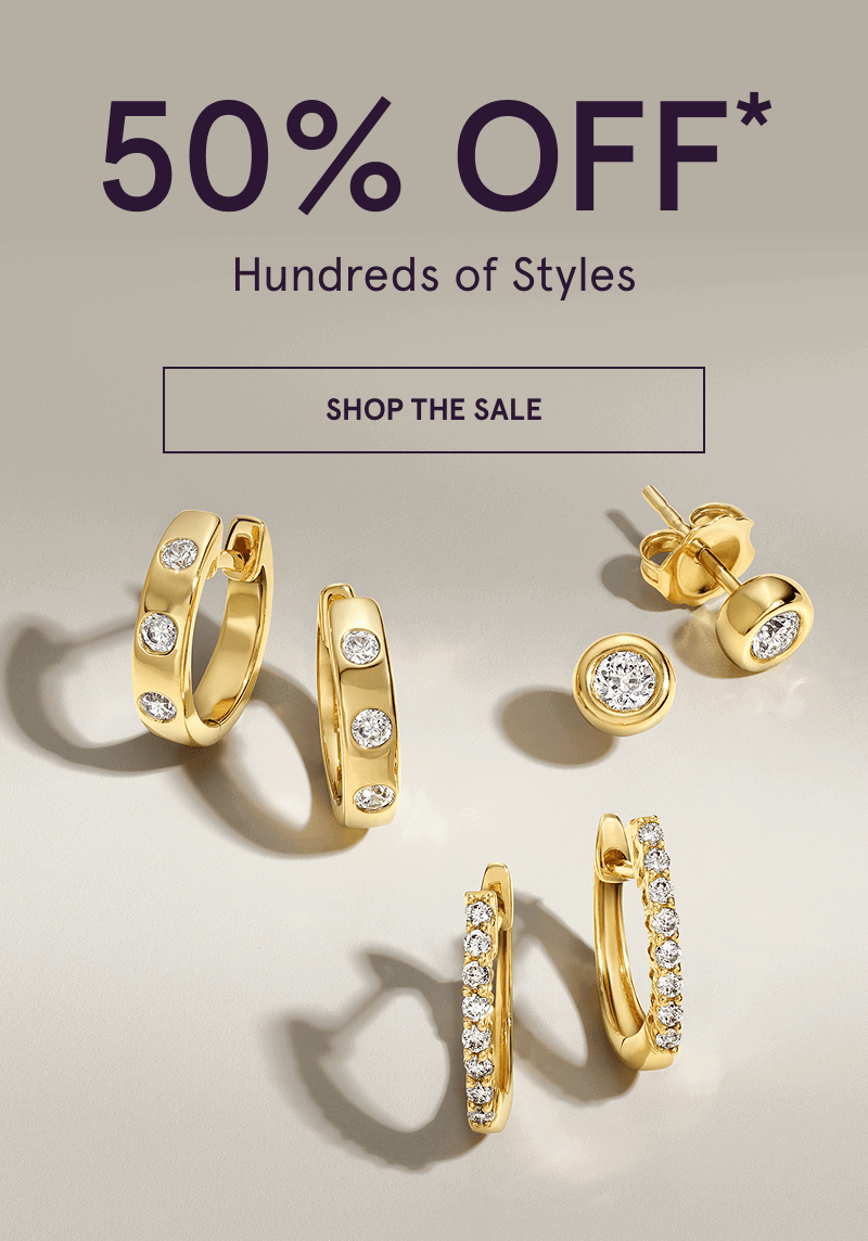 Three pairs of gold-set earrings with diamond details.  50% OFF Hundreds of Styles. Click here to shop the sale