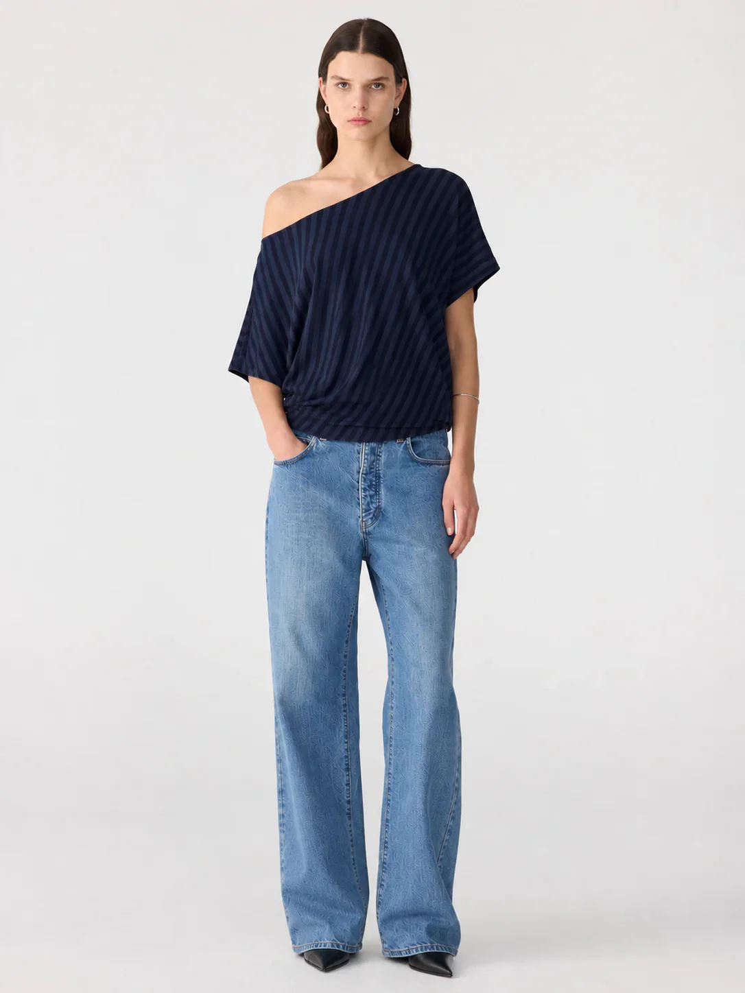 Image of Stripe Off Shoulder Top
