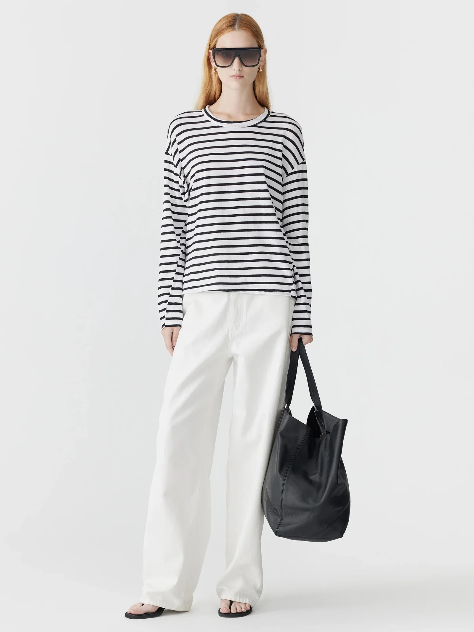 Image of Stripe Slouch Long Sleeve T-Shirt