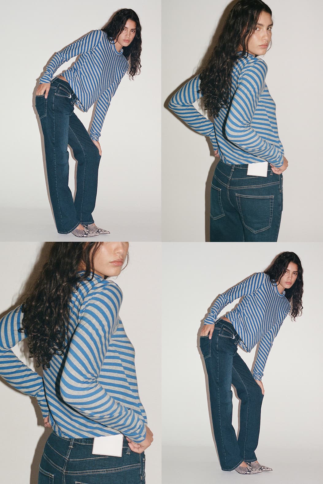 Fitted Bias Stripe Long Sleeve T-Shirt