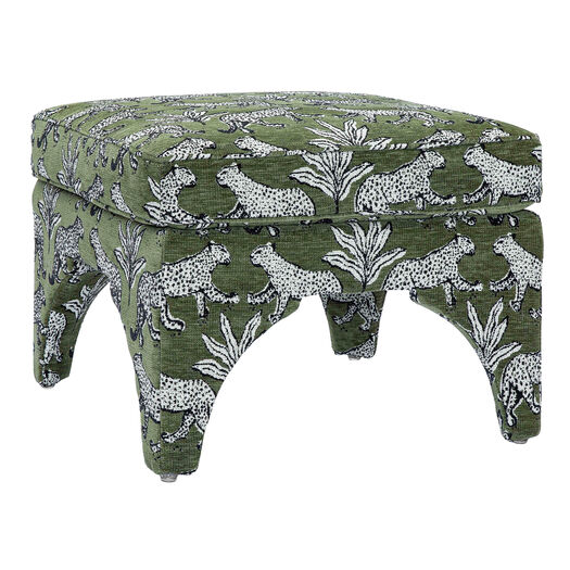Emberly Leopard Jacquard Upholstered Ottoman
