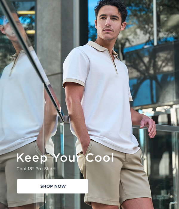 A man poses in Haggar shorts