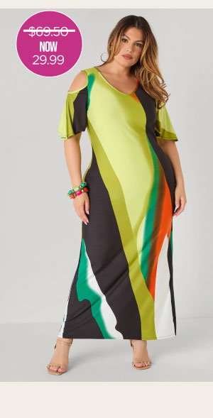 Cold Shoulder Watercolor Dress
