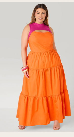 Cutout Two Tone Maxi Dress