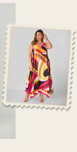 Swirl Print Satin Maxi Dress