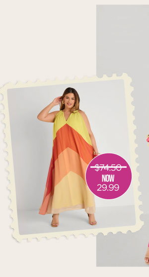 V Neck Colorblock Maxi Dress