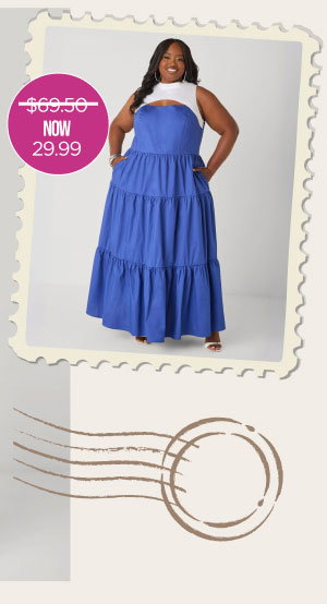 Two Tone Cutout Maxi Dress