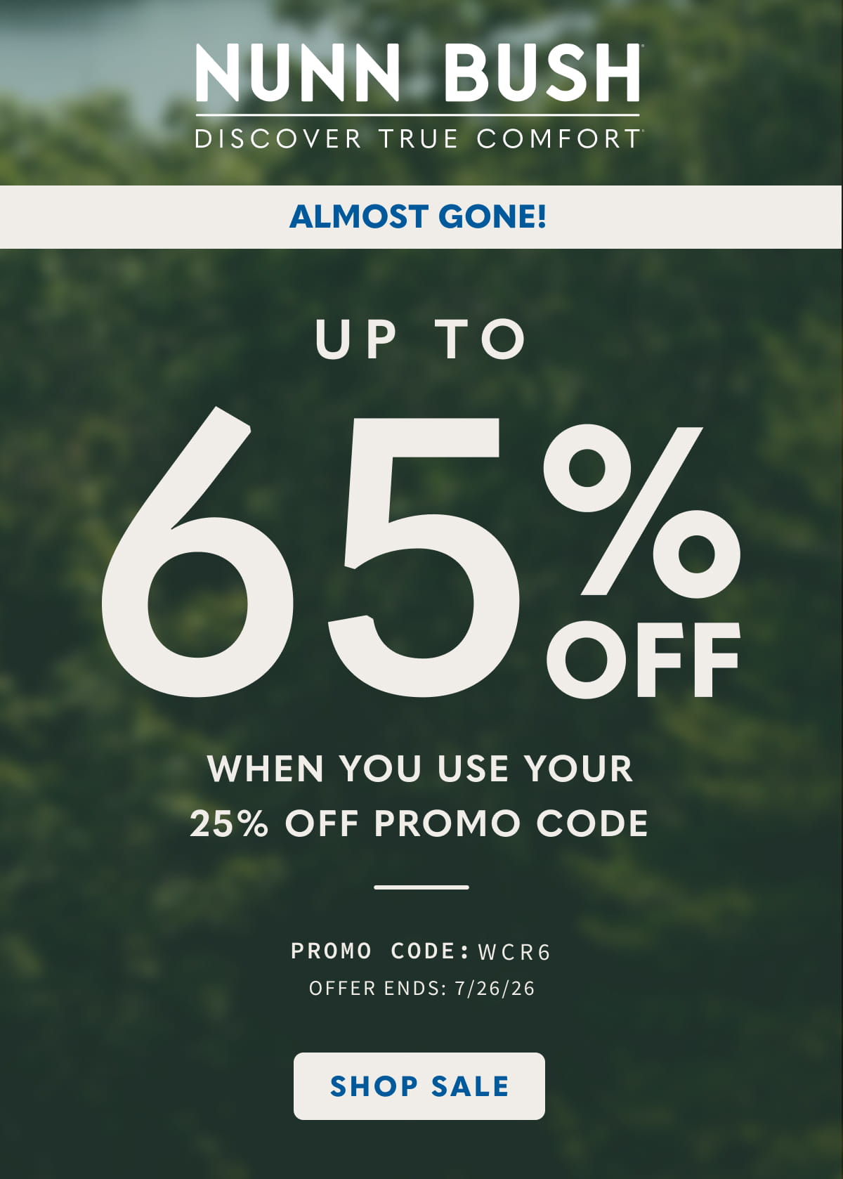 Up to 65% off when you use your 25% off promo code: WCR6.