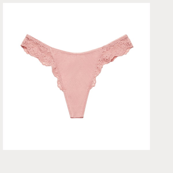 Diva Thong Panty with Timeless Lace in Rose Elegance