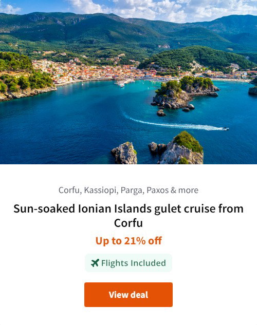 Sun-soaked Ionian Islands gulet cruise from Corfu