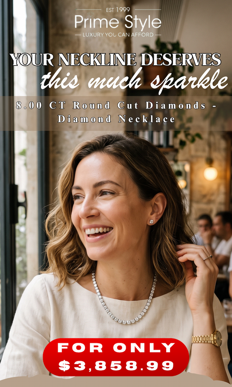 8.00 CT Round Cut Diamonds - Diamond Necklace