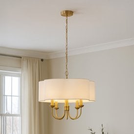Wisteria Bridge 5 Arm Ceiling Pendant Light - Antique Brass