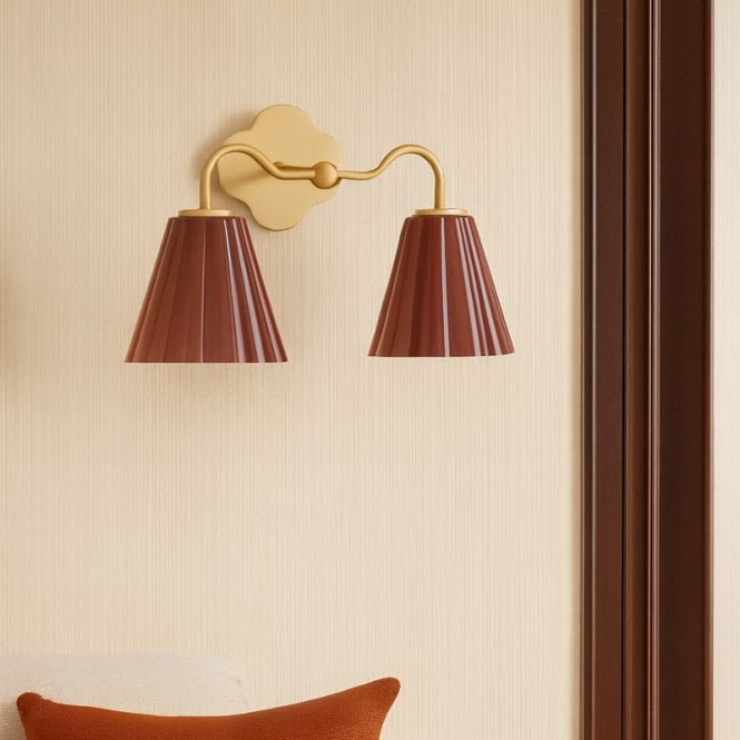 Wisteria Vivenna Glass Twin Wall Light - Burgundy