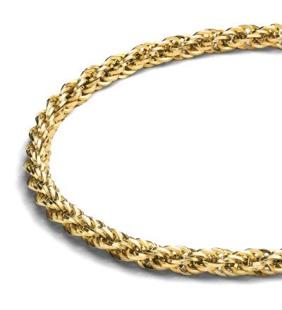 Yellow gold rope chain bracelet.