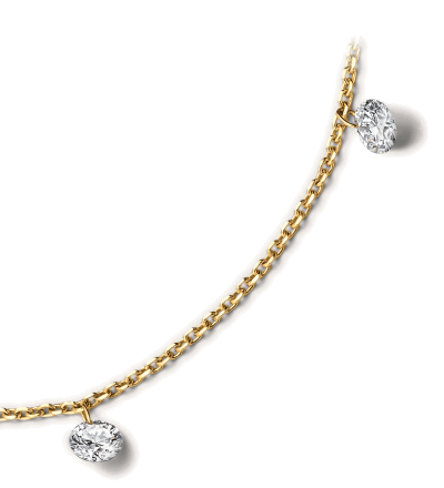 Yellow gold diamond station necklace.