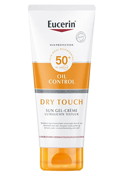 Eucerin Dry Touch Oil Control Sun Gel-Crème SPF 50+ tube, ultralight broad-spectrum sun cream for oily/combination skin