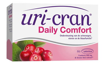 Box of Uri-Cran Daily Comfort cranberry supplement – 60 tablets, 500 mg, with cranberry and green tea