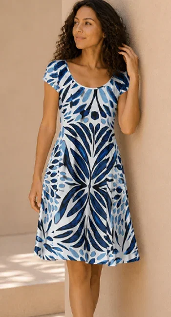 Lily by Firmiana Short Sleeve Short Dress Round Neck