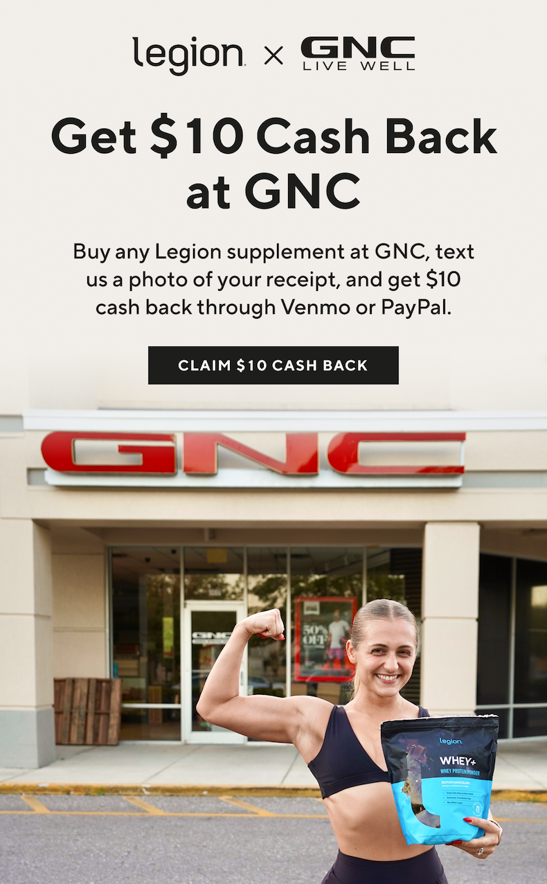Get $10 cash back at GNC