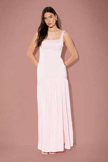 Premium Satin Square Pleated Skirt Bridesmaid Dress