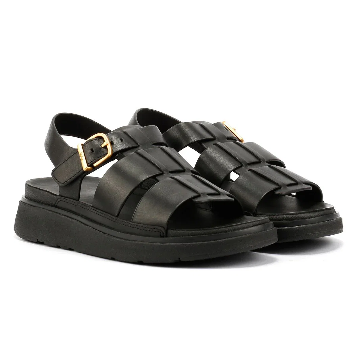 Image of FitFlop GEN-FF Fisherman Leather Women's Black Sandals