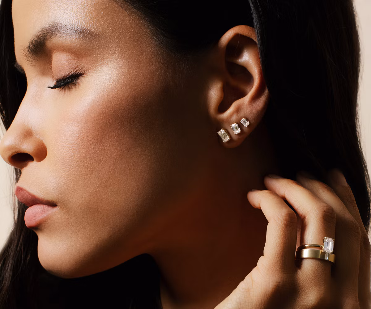 Emerald cut designs have a contemporary edge.