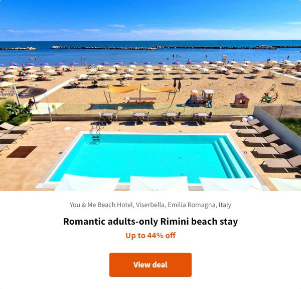 Romantic adults-only Rimini beach stay