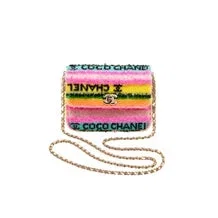 Lambskin Striped Coco Crossbody Flap Bag Mini