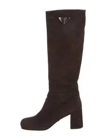 Enameled Metal Triangle Suede Boots
