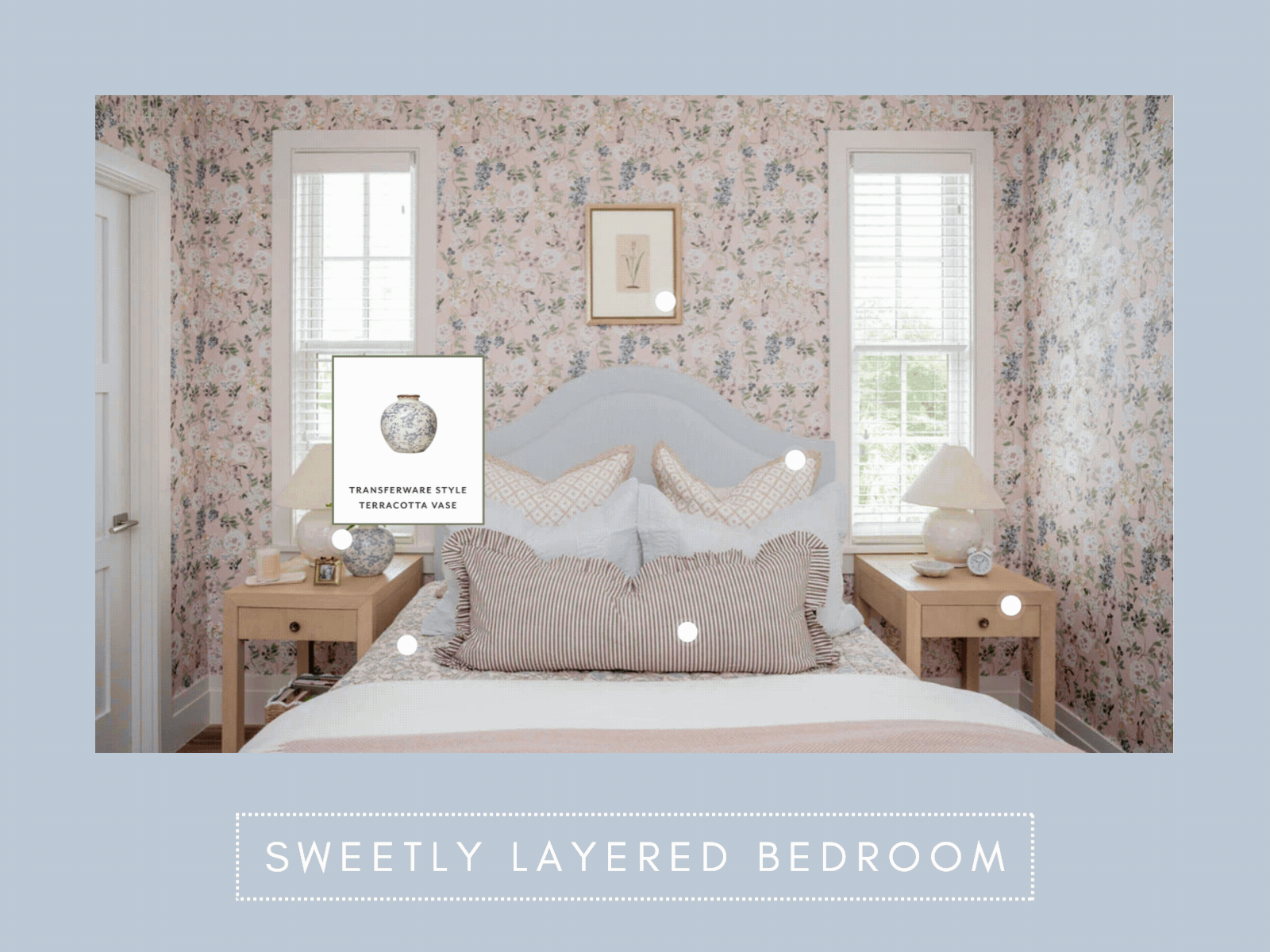 gif of a shop the look feature in a girls bedroom