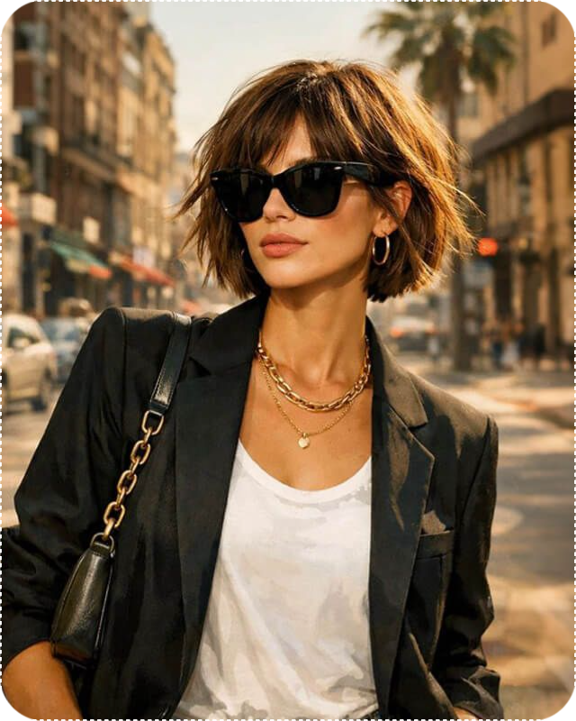 Short Pixie Cut Wear and Go Wigs Brown Bob Wigs with Bangs Glueless Human Hair Wigs